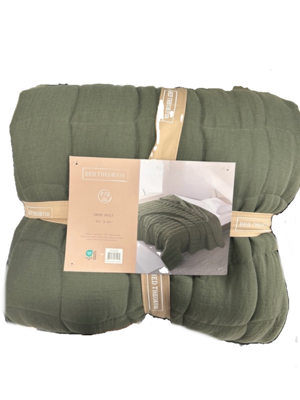 Bed Theory Pine Green Full/Queen Gauze Quilt 90”x90”